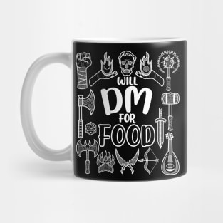 Will DM For Food Dungeon Tabletop RPG TTRPG D20 Dice Funny Mug